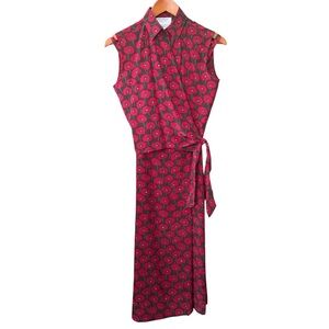 Vtg Max Mara Silk Red Poppy Poppies Floral Slip Dress & Wrap Top Set US Sz 6